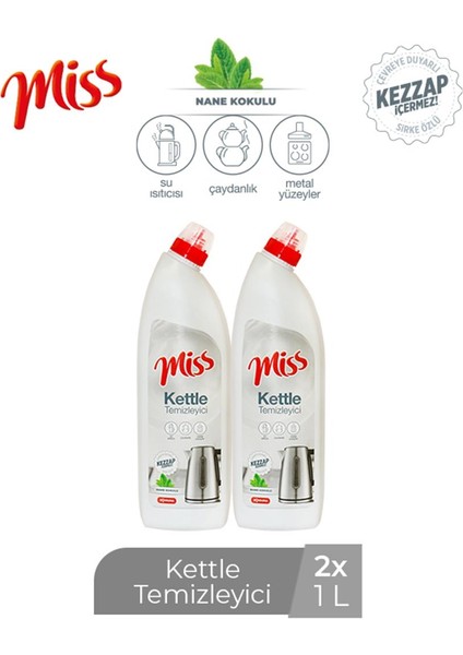 Miss Kettle Temizleyici Nane Kokulu 1 Lt x 2 Adet