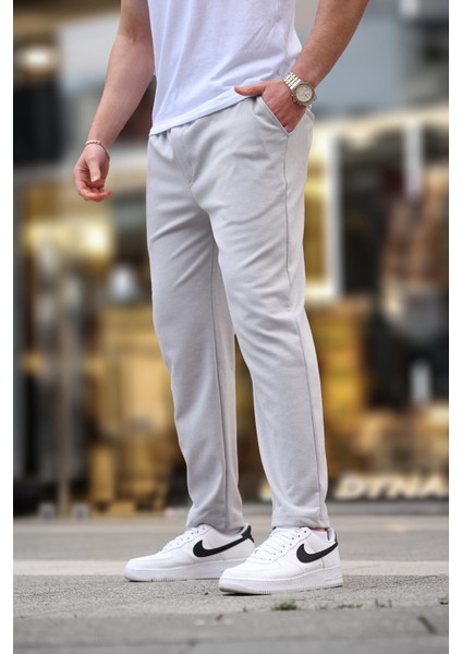 Gri Düz Paça Erkek Pantolon Regular Fit %60 Polyester %40 Pamuk