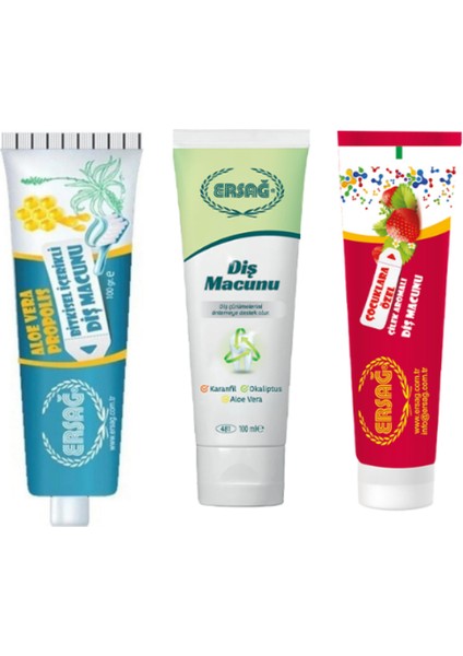 Ersağ Diş Macun 3 Lü Set 275 ml