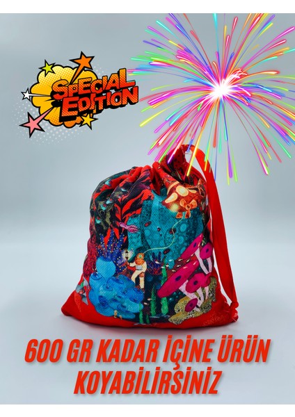 Özel Tasarım 2025 Happy New Year Yılbaşı Konseptli Kurdeleli Hatıra Kesesi Çuvalı (17X20CM) 1 Adet