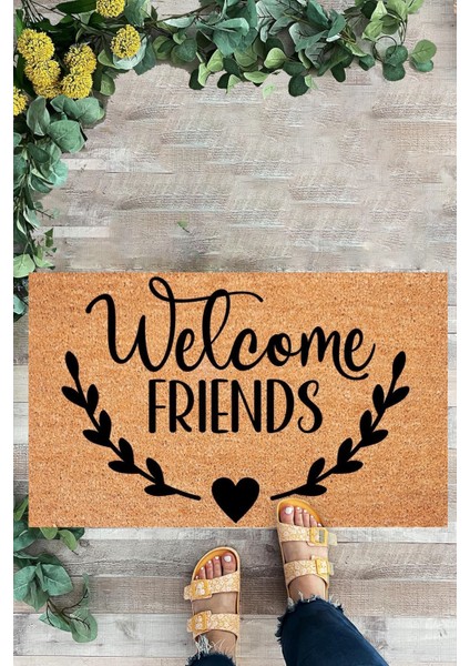 Welcome Friends, Içve Dışkapı Önü Paspası, Dijital Baskıpaspas