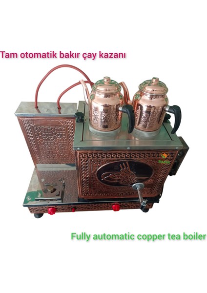 2 gözlü Bakır Çay Ocağı Bakır Çay Kazanı Elektrik + Doğalgazlı GAZ EMNİYET KİLİT SİSTEMLİ Ce Belgeli Gazmer Onaylı  Ventil Sistemli Termukulp Sistemli Bakır Çay Semaveri.