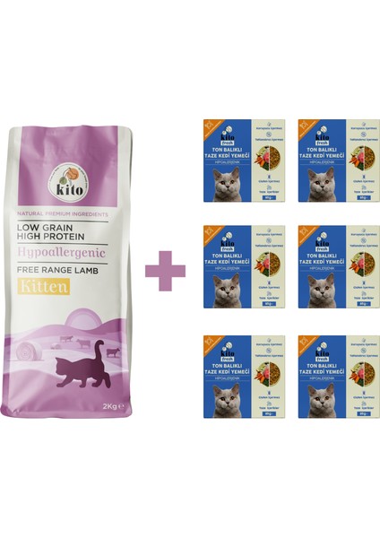 Yavru Kedi Maması 2 kg + Ton Balıklı Kito Fresh x 6