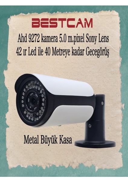 Ahd 9272 Metal Kasa Kamera 5 Mp Sony Lens 42 Ir LED ile 40 Metreye Gece Görüş