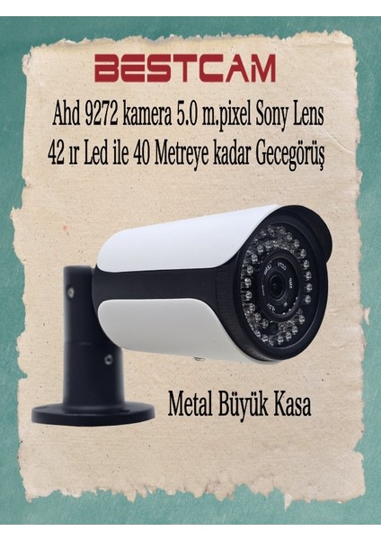 Ahd 9272 Metal Kasa Kamera 5 Mp Sony Lens 42 Ir LED ile 40 Metreye Gece Görüş