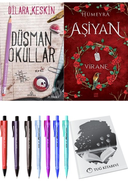 Aşiyan 1 Virane ve Ephesus Yayınları Düşman Okullar 1 Dilara Keskin 2li Set + Hediyeli