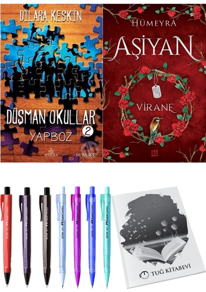 Aşiyan 1 Virane ve Ephesus Yayınları Düşman Okullar 2 Dilara Keskin 2li Set + Hediyeli