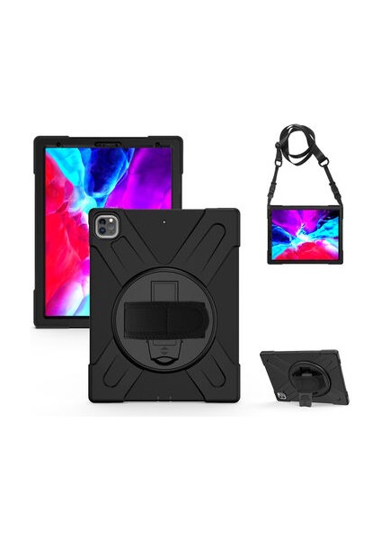 Apple iPad Pro 12.9 2020 (4.nesil) Tutma Bölmeli Tablet Defender Sert Silikon Kılıf