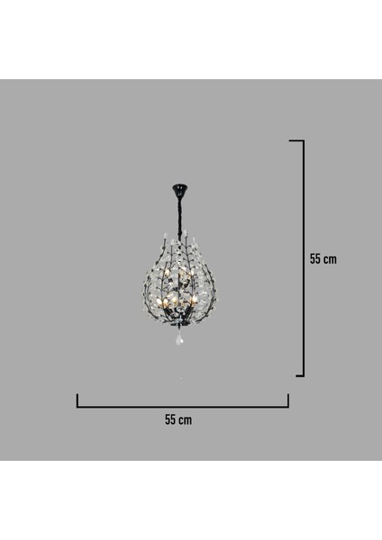 Donna Siyah 55'lik Kristal Taşlı Modern Koridor, Salon Avize modelleri