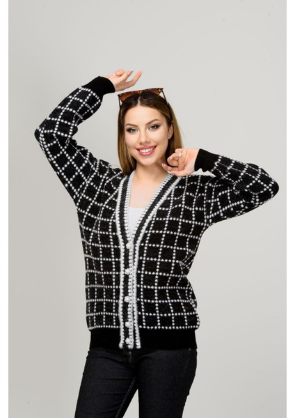 Spor Peluş Düğmeli Triko Ceket