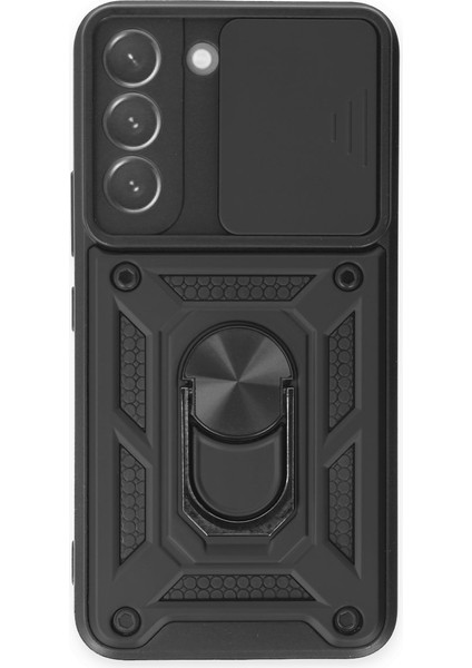 Samsung Galaxy S22 ile Uyumlu Kılıf Pars Lens Sürgülü Yüzüklü Standlı Korumalı Kılıf