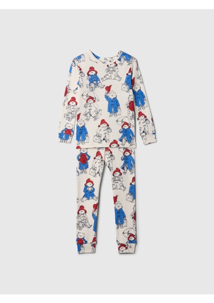 Bebek Kırık Beyaz %100 Organik Pamuk Paddington Desenli Pijama Takımı
