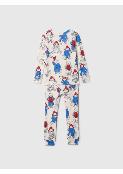 Bebek Kırık Beyaz %100 Organik Pamuk Paddington Desenli Pijama Takımı