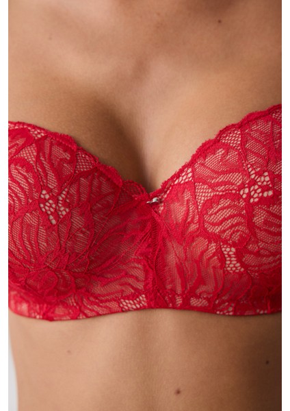 Lotus Lace Dantel Kırmızı Sütyen
