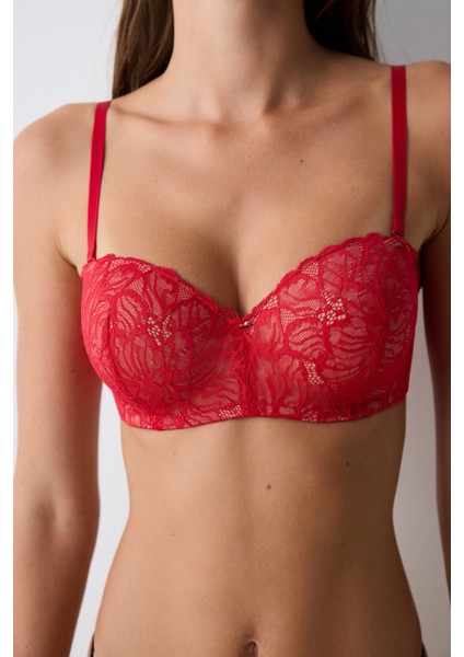 Lotus Lace Dantel Kırmızı Sütyen fırsatları