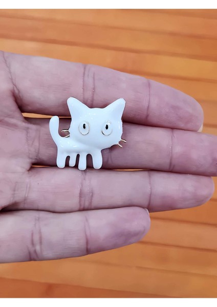 Beyaz Kedi Karikatür Yaka Iğnesi Broş Rozet fırsatları