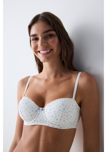Bloom Printed Pointel Beyaz Sütyen