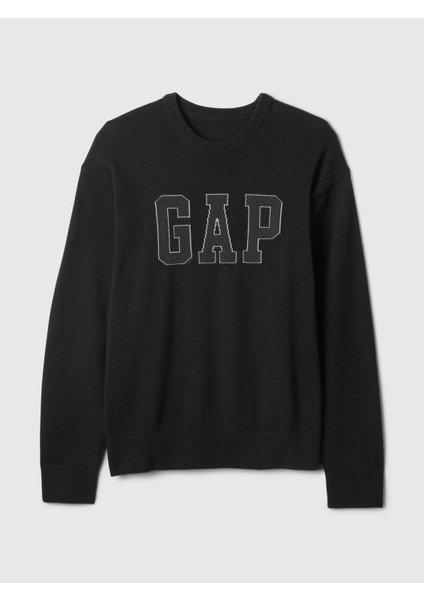 Erkek Siyah Gap Logo Relaxed Intarsia Kazak fiyatları
