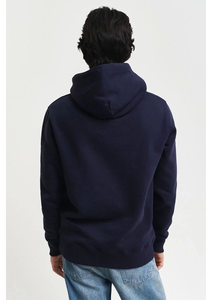 Erkek Lacivert Regular Fit Kapüşonlu Sweatshirt