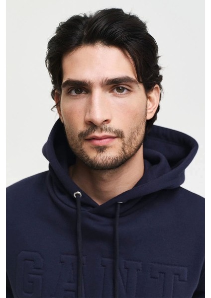 Erkek Lacivert Regular Fit Kapüşonlu Sweatshirt