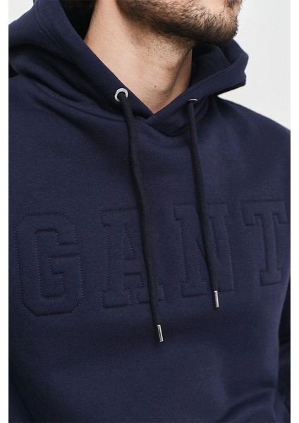 Erkek Lacivert Regular Fit Kapüşonlu Sweatshirt