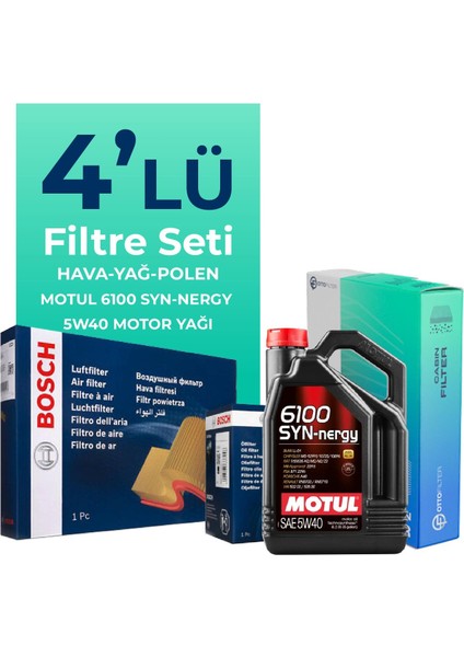 Fiat Bravo 1.4 T-Jet Benzinli Filtre Bakım Seti Motul Motor Yağlı (2007-2015) 4 Lü