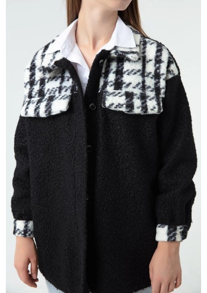 Kadın Ekose Desen Ceket - Siyah modelleri