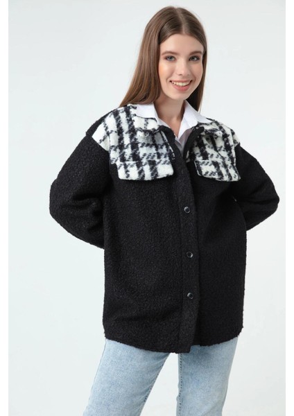 Kadın Ekose Desen Ceket - Siyah fırsatları