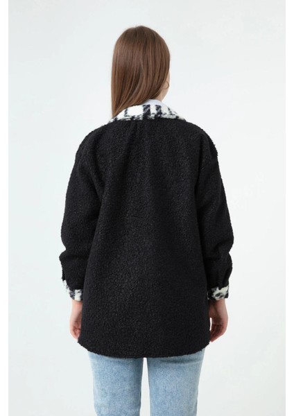 Kadın Ekose Desen Ceket - Siyah indirimleri