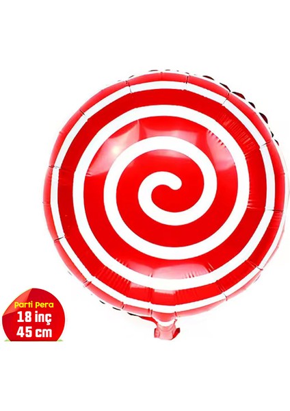 Parti Pera Kırmızı Beyaz Şeker Foyo Balon 18INÇ 45 cm