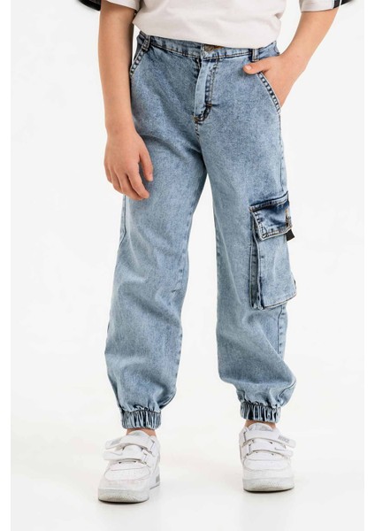 Erkek Çocuk Jogger Kargo Cepli Kot Pantalon