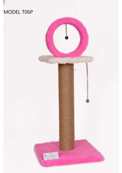 T06 Kalın Çemberli Kedi Tırmalama Pembe 78 cm