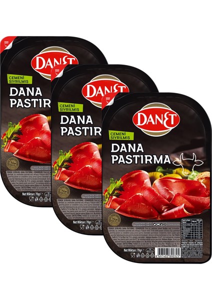 Dana Pastırma Çemeni Sıyrılmış Dilimli 70 G x 3 Adet