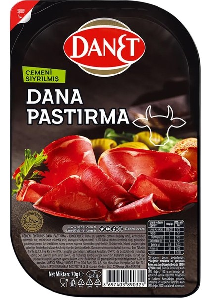 Dana Pastırma Çemeni Sıyrılmış Dilimli 70 G x 3 Adet