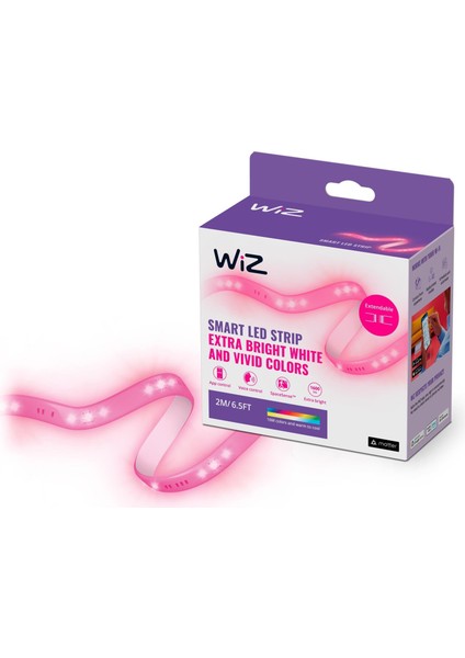 Renkli Ambiyans Akıllı Led Şerit 2 Metre (Güç Adaptörü dahildir) - Matter, Google Home, Alexa Uyumlu