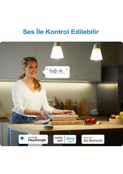 Renkli Ambiyans Akıllı Led Şerit 2 Metre (Güç Adaptörü dahildir) - Matter, Google Home, Alexa Uyumlu