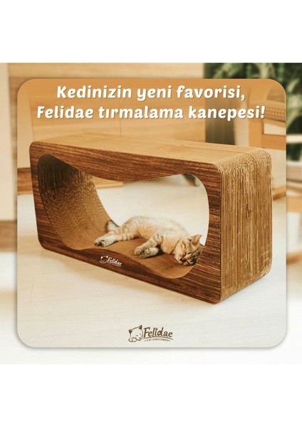 Oluklu Mukavva Kedi Tırmalama Kanepesi Yatay XL 75x36x24cm Kahverengi