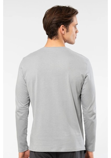 Erkek %50 Modal, %50 Pamuk V Yaka Uzunkol T-Shirt