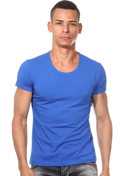 Bisiklet Yaka Saks Erkek T-Shirt DZN8505