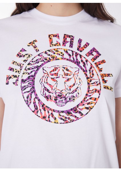 Yuvarlak Yaka Baskılı Beyaz Kadın T-Shirt 76PAHC08 fiyatları