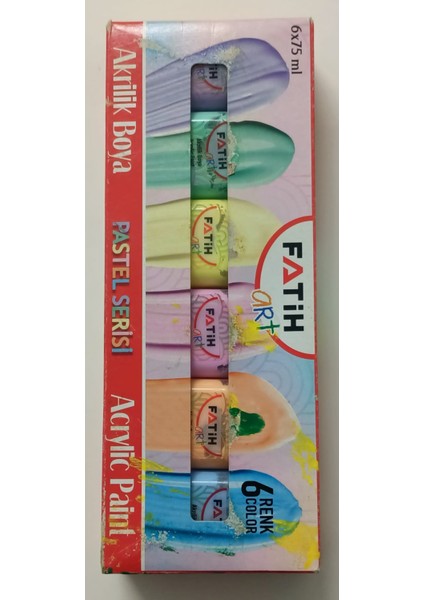 Akrilik Boya Pastel 6 Renk 75ML ve Cem Fırça Seti 4lü