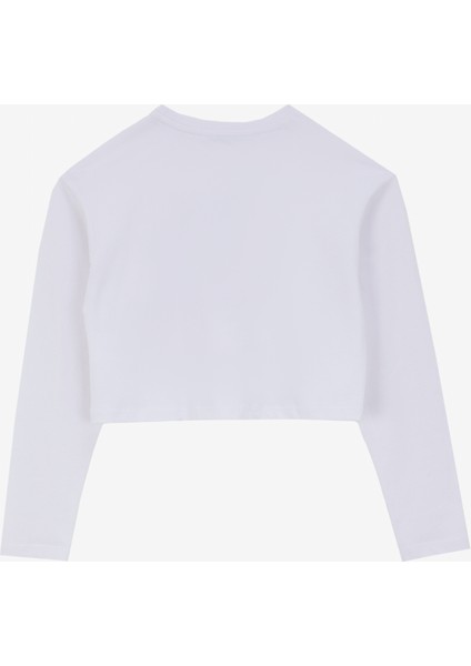 Ekru Kız Çocuk Bisiklet Yaka Oversize Pullu Uzun Kollu T-Shirt J4WG-TST7566 fiyatları