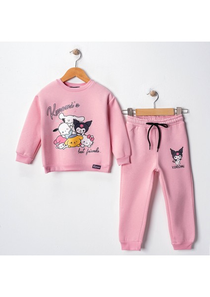 Kız Çocuk Kuromi Model 3 Iplik Şardonlu Pamuk Eşofman Takımı