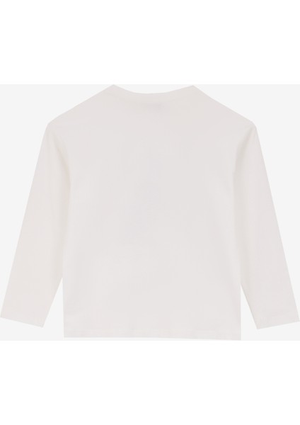Beyaz Erkek Çocuk Bisiklet Yaka Relaxed Fit Baskılı Uzun Kollu T-Shirt C4WB-TST4689 fiyatları