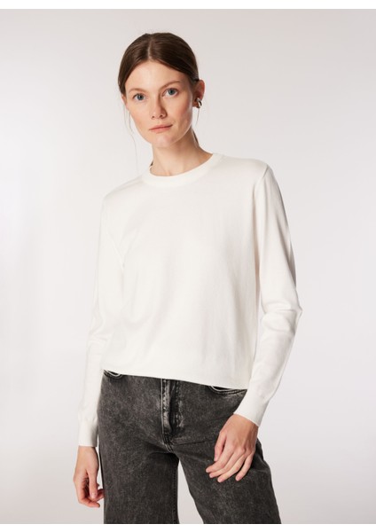 Bisiklet Yaka Basic Düz Ekru Kazak Kadın J4WL-KZK7126