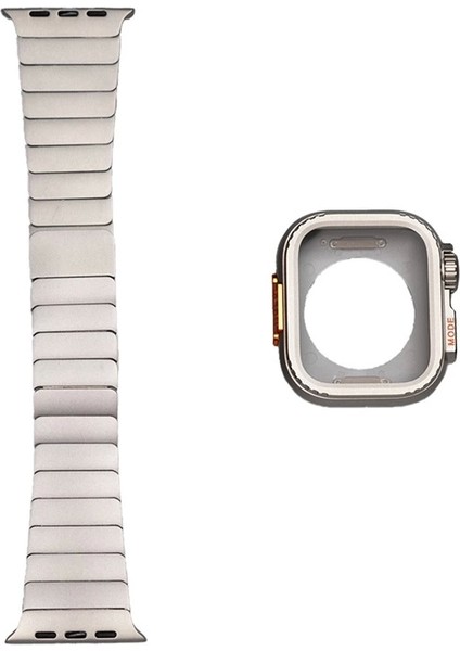 Apple Watch 44MM Sert Kasa Koruyuculu Metal Kordon Bilek Boyu Ayarlı KRD-126