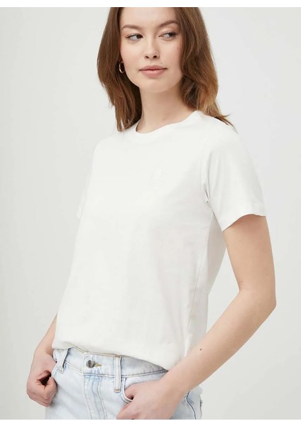 Yuvarlak Yaka Baskılı Ekru Kadın T-Shirt PL505748 fiyatları