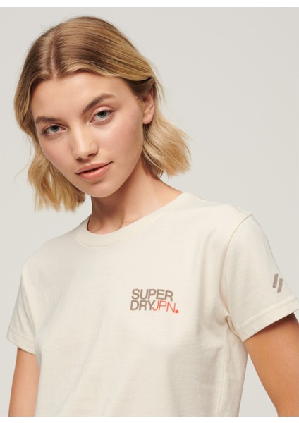 Yuvarlak Yaka Baskılı Ekru Kadın T-Shirt W1011375A fiyatları