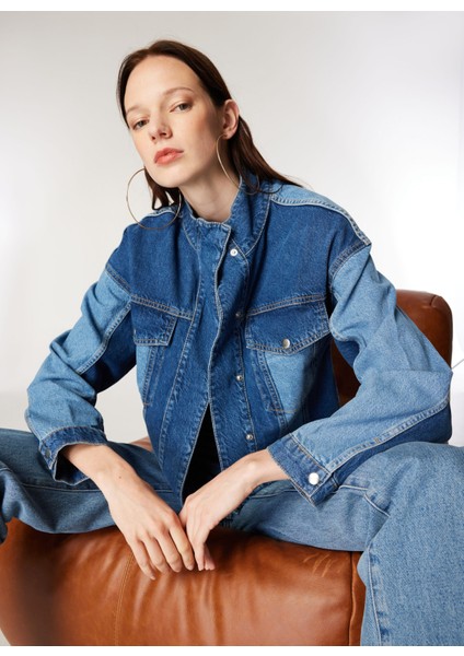 Mavi Kadın Rahat Kalıp Blok Denim Ceket M4WL-CKT-1080