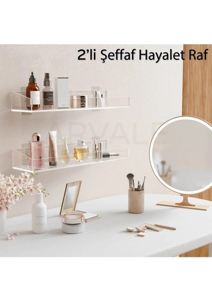 2'li Mutfak Banyo Düzenleyici Pleksi Raf 40 cm x 10 cm + 4 Adet Pin Askı indirimleri